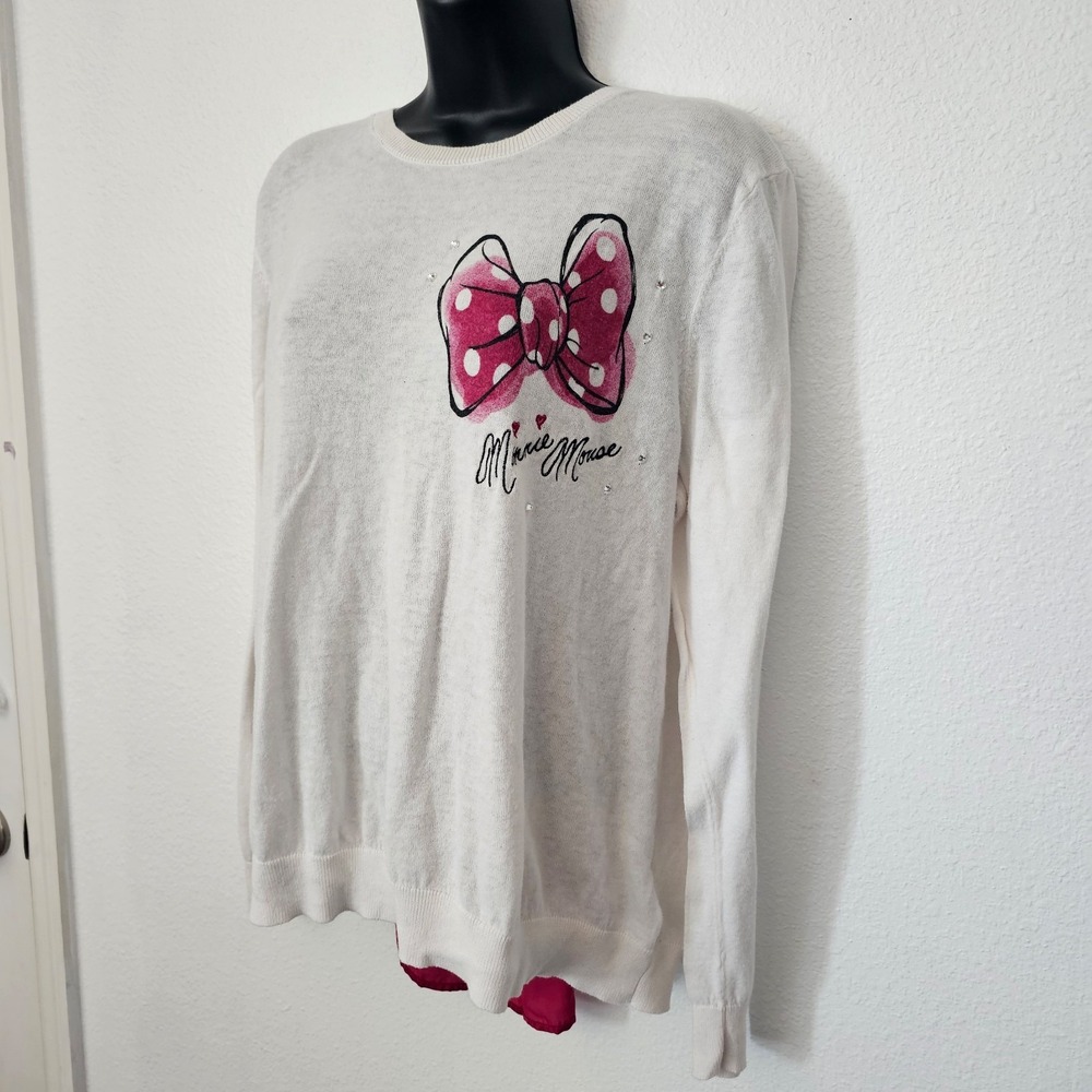Minnie Mouse Disney Parks White Open Back Sweater Women's Size XL